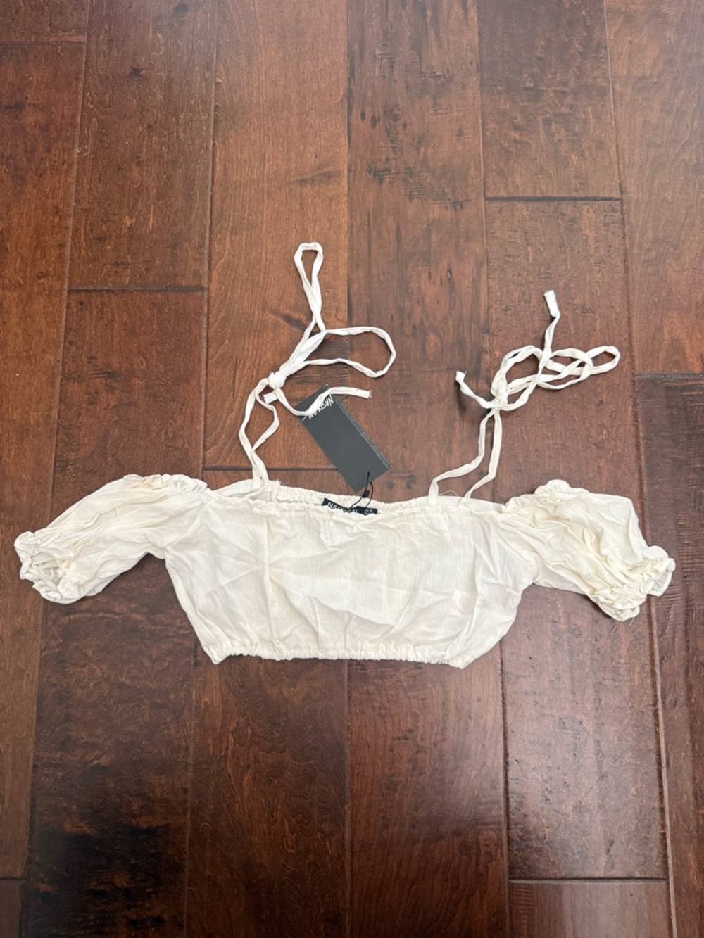 Nasty Gal Cream Off-Shoulder Beach Top